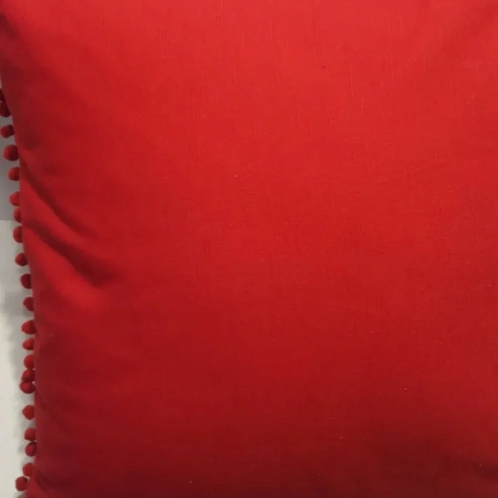 Set of 2 Opalhouse Red Toss Pillows Square 18 in. Mini Poms Christmas Valentines